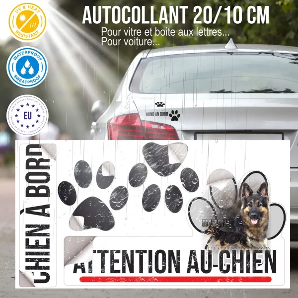 Plaque chien de garde Berger Allemand avec texte en arrière plan