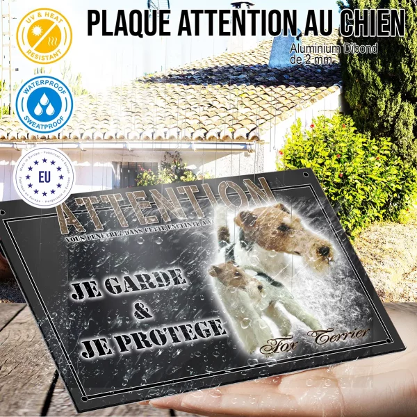Panneau chien de garde Deux Fox Terriers