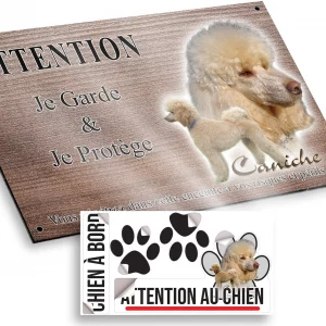Plaque attention au chien Deux Caniches