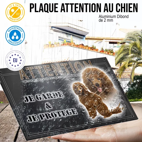 Panneau chien de garde Deux caniches marron dans un design élégant