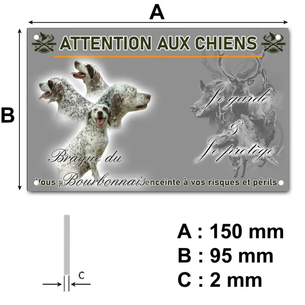 Plaque Braque du Bourbonnais avec un chien entier et têtes en profil
