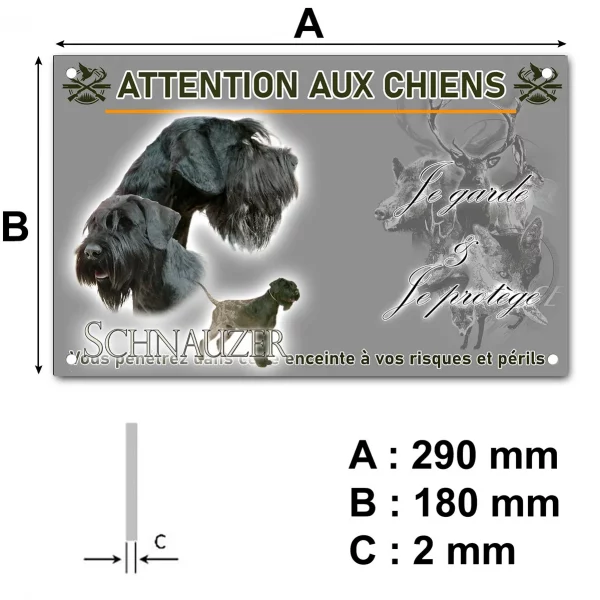 Pancarte Trois Schnauzers avec un texte en dessous.
