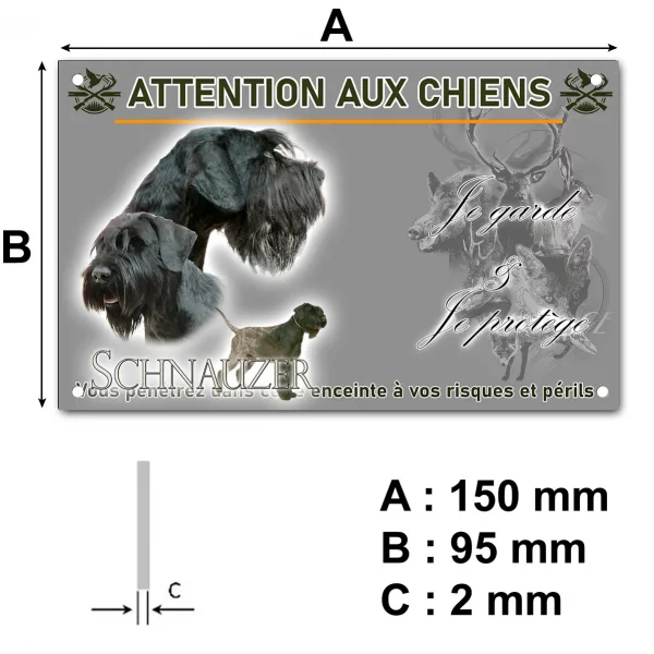 Plaque Trois Schnauzers avec un texte en dessous.