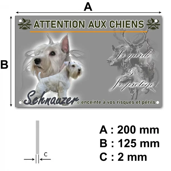 Panneau Deux Schnauzers blancs sur fond graphique noir
