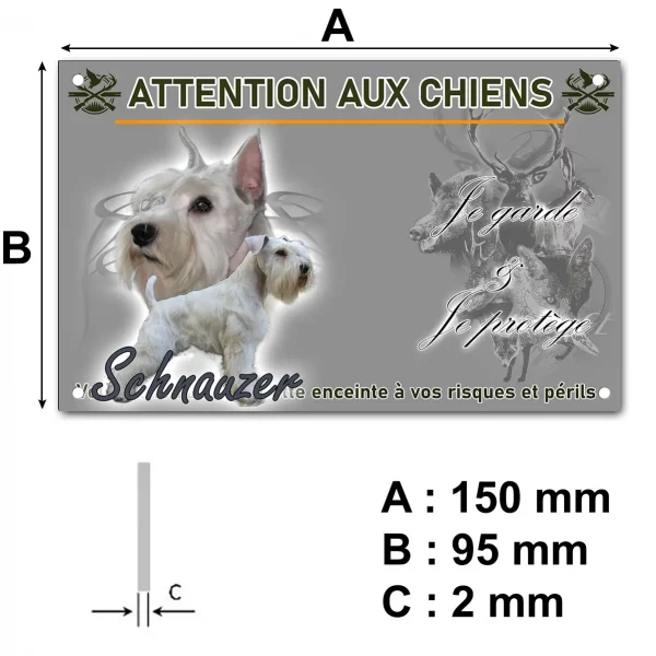 Plaque Deux Schnauzers blancs sur fond graphique noir