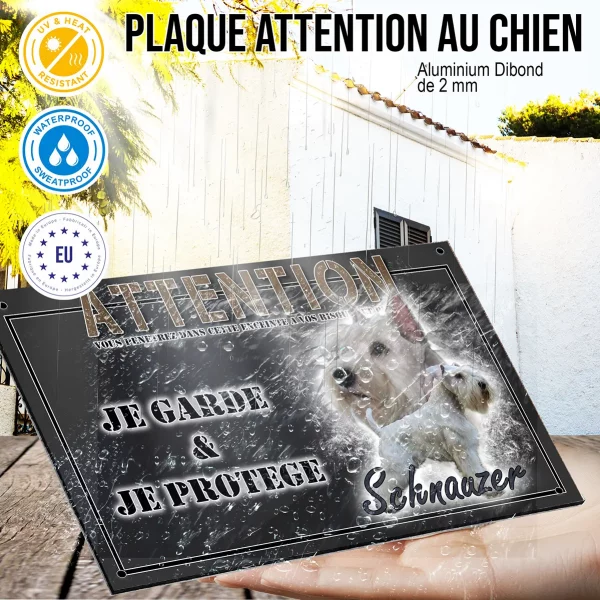 Panneau chien de garde Deux Schnauzers blancs sur fond graphique noir