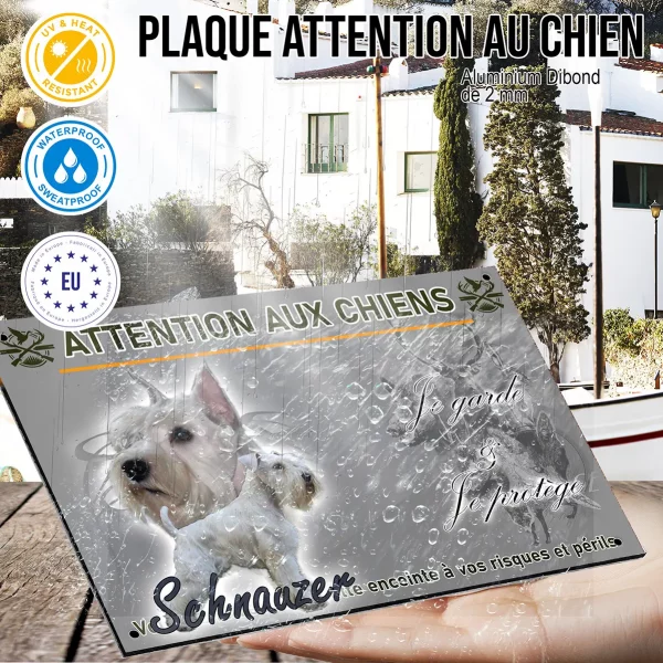 Panneau Deux Schnauzers blancs sur fond graphique noir