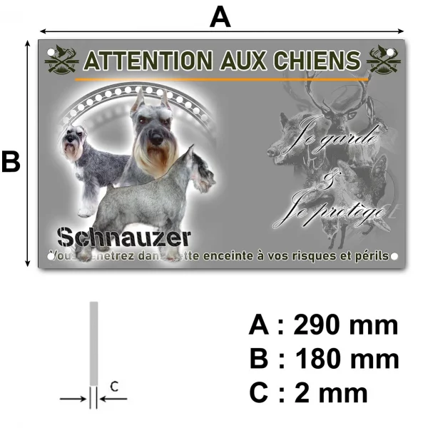 Pancarte Trois Schnauzers en différents angles et poses