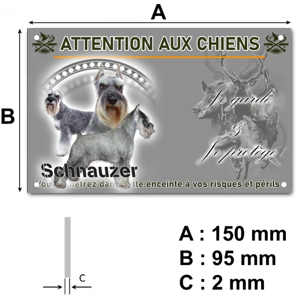 Plaque Trois Schnauzers en différents angles et poses