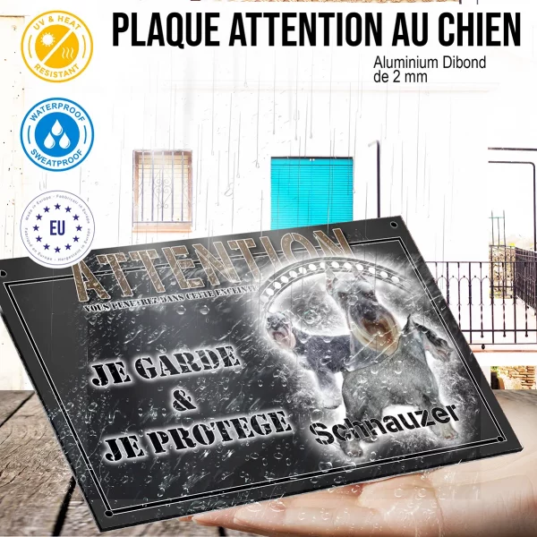 Panneau chien de garde Trois Schnauzers en différents angles et poses