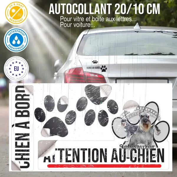Plaque chien de garde Trois Schnauzers en différents angles et poses