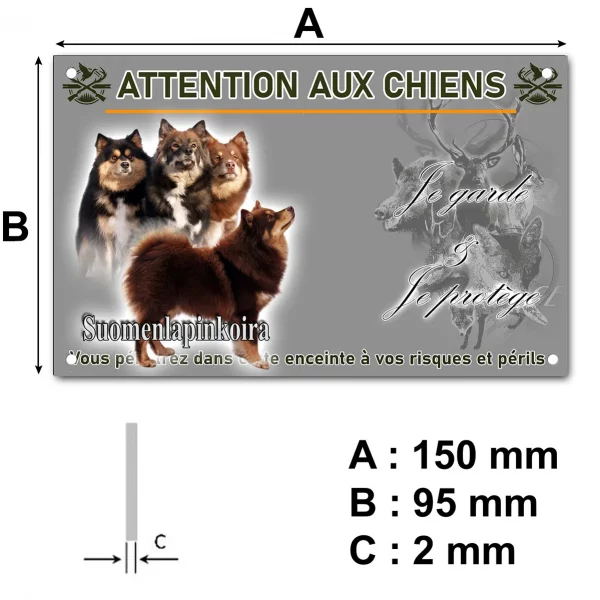 Plaque Quatre chiens Suomenlapinkoira sur fond transparent.