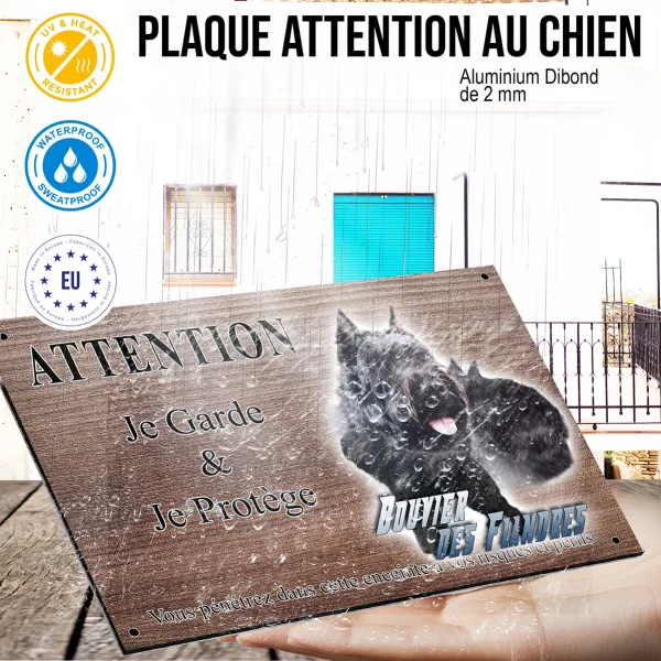Panneau attention au chien Bouviers des Flandres