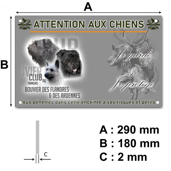 Pancarte Trois Bouvier des Flandres et des Ardennes en portrait