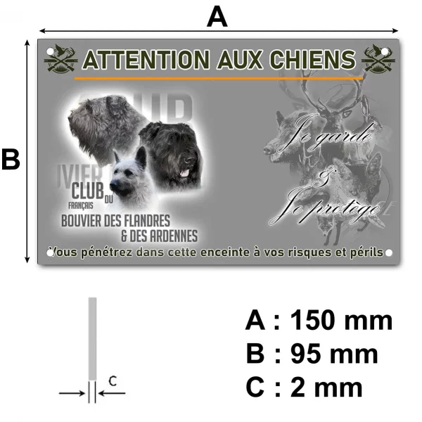 Plaque Trois Bouvier des Flandres et des Ardennes en portrait