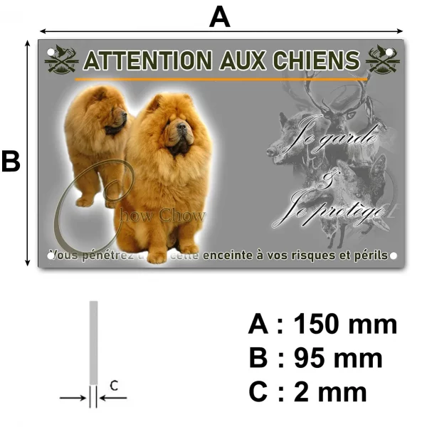 Plaque Deux chiens Chow Chow avec une fourrure dense et dorée