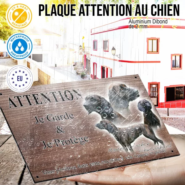 Panneau attention au chien Collage de Hannoverscher Schweisshund avec plusieurs chiens