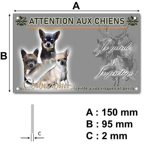 Plaque Trois chiens Chihuahua posant ensemble