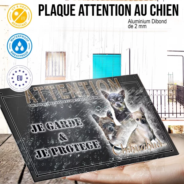 Panneau chien de garde Trois chiens Chihuahua posant ensemble