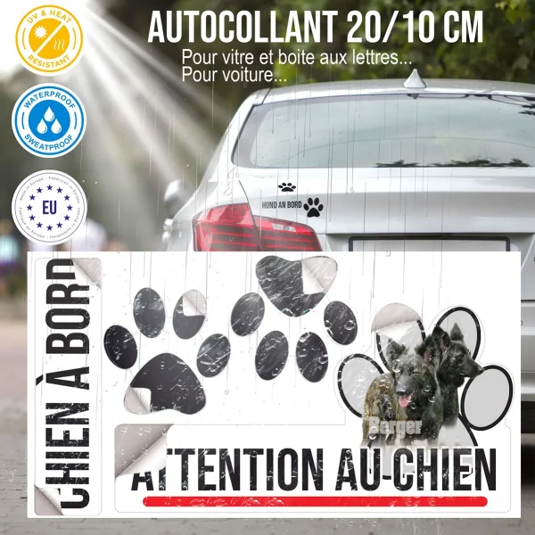 Plaque chien de garde Deux chiens de race Berger Hollandais avec un fond dégradé