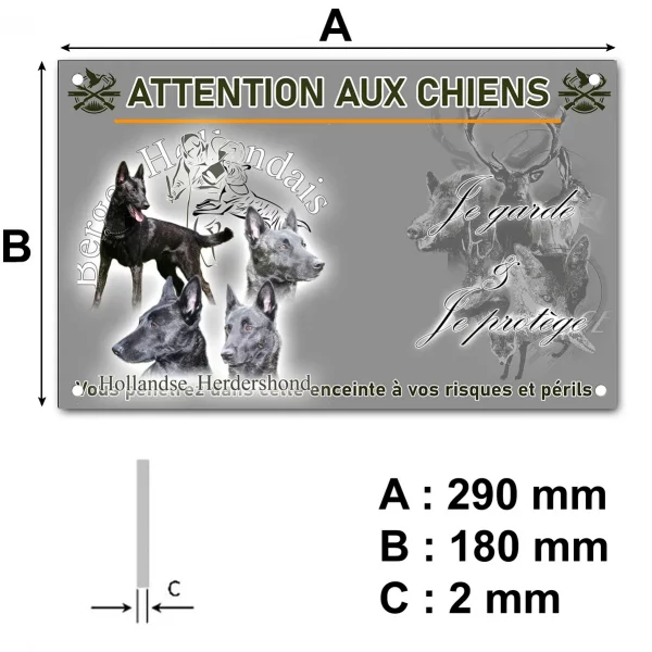 Pancarte 3 chiens Bergers Hollandais et un en entier