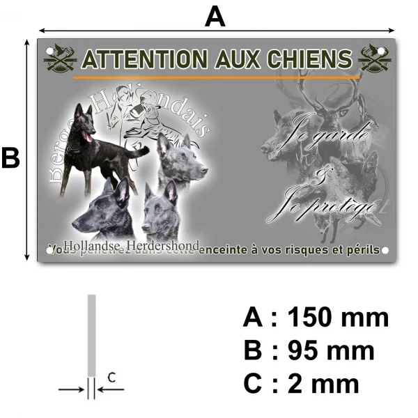 Plaque 3 chiens Bergers Hollandais et un en entier