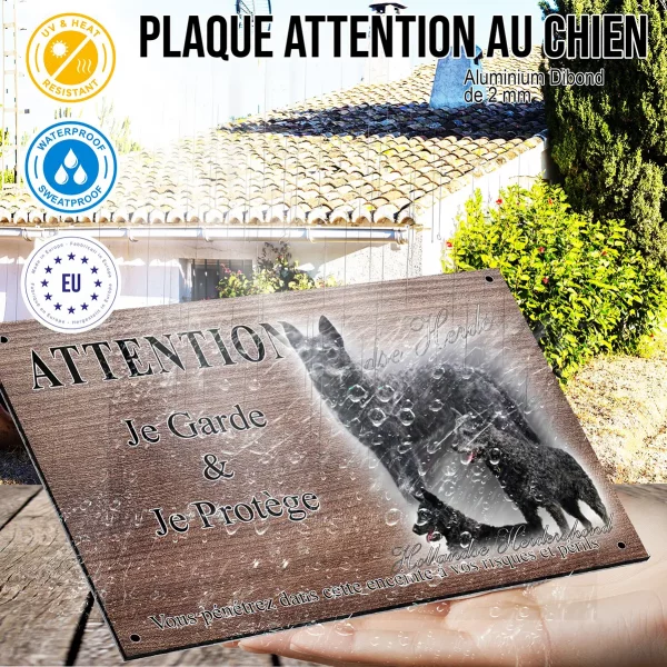Panneau attention au chien Trois Hollandsche Herdershond sur fond artistique