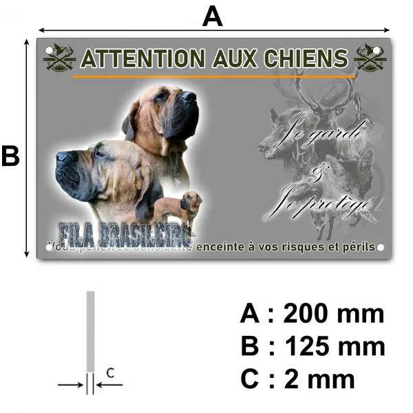 Panneau Deux têtes et un chien entier Fila Brasileiro