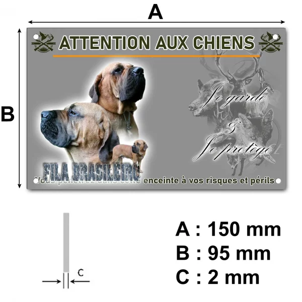Plaque Deux têtes et un chien entier Fila Brasileiro
