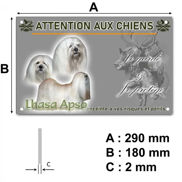 Pancarte Trois Lhasa Apso avec de longs poils blancs