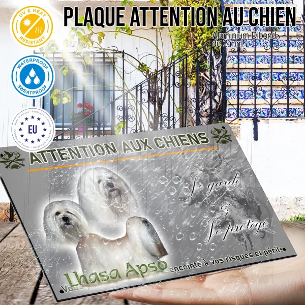 Panneau Trois Lhasa Apso avec de longs poils blancs
