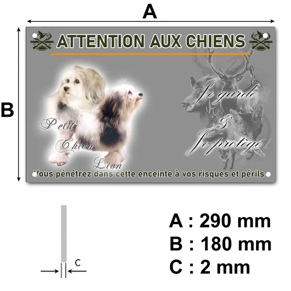 Pancarte Deux Petit Chien Lion avec un fond coloré
