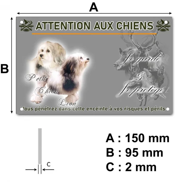 Plaque Deux Petit Chien Lion avec un fond coloré