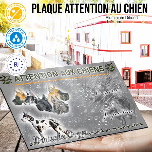 Panneau Illustrations de différentes têtes et un chien entier de Deutsche Dogge.
