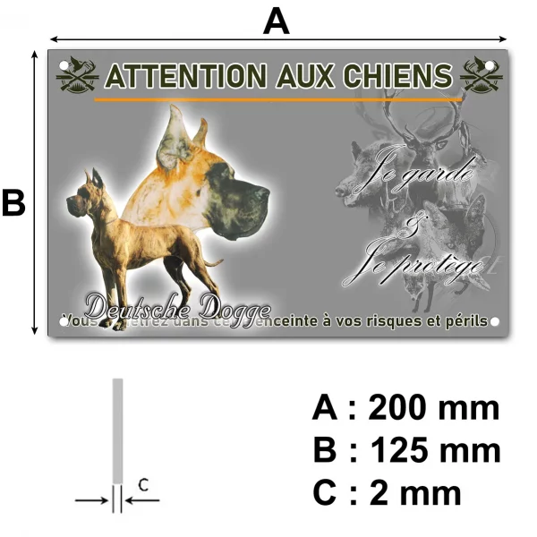 Panneau Deutsche Dogge avec tête en arrière plan