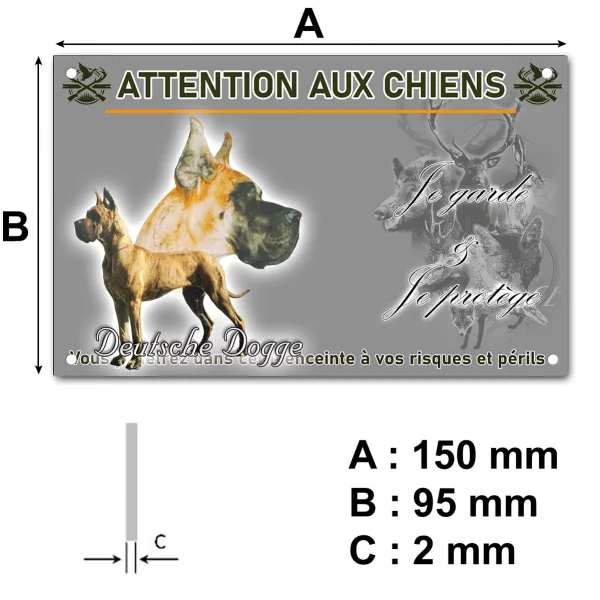 Plaque Deutsche Dogge avec tête en arrière plan