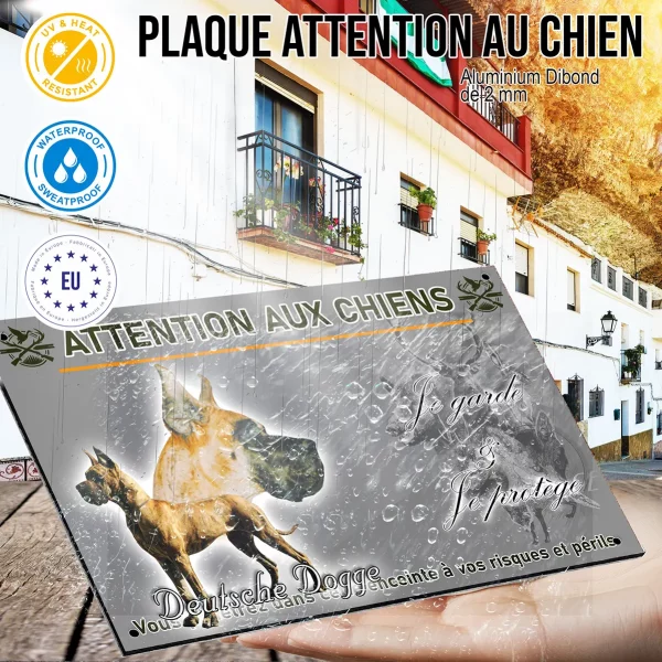 Panneau Deutsche Dogge avec tête en arrière plan