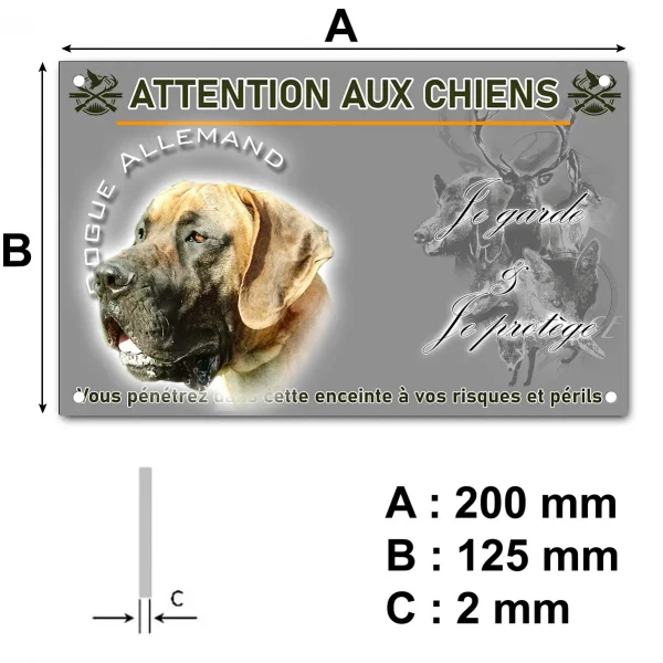 Panneau Dogue Allemand avec fond en couleur vive
