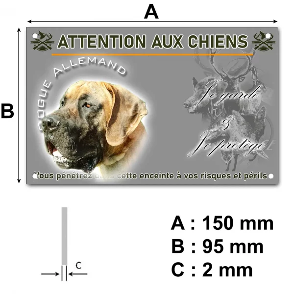 Plaque Dogue Allemand avec fond en couleur vive