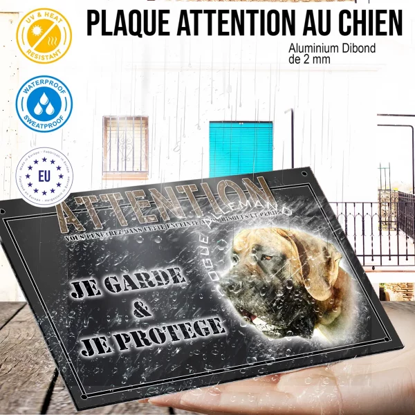 Panneau chien de garde Dogue Allemand avec fond en couleur vive