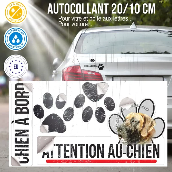 Plaque chien de garde Dogue Allemand avec fond en couleur vive