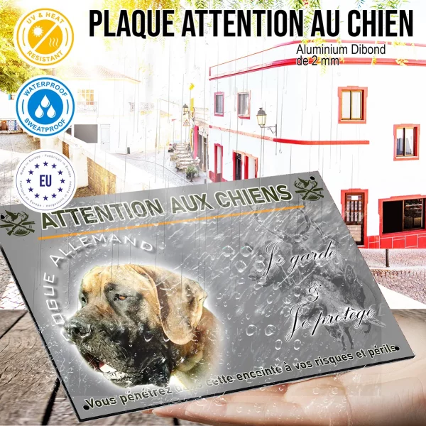 Panneau Dogue Allemand avec fond en couleur vive