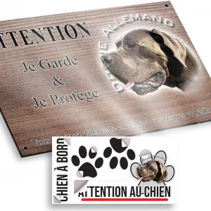 Plaque attention au chien Borzoi Allemand en gros plan avec fond transparent