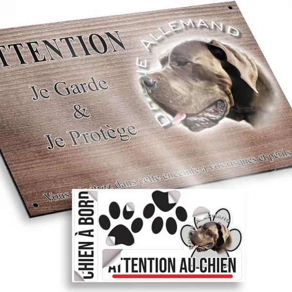 Plaque attention au chien Borzoi Allemand en gros plan avec fond transparent