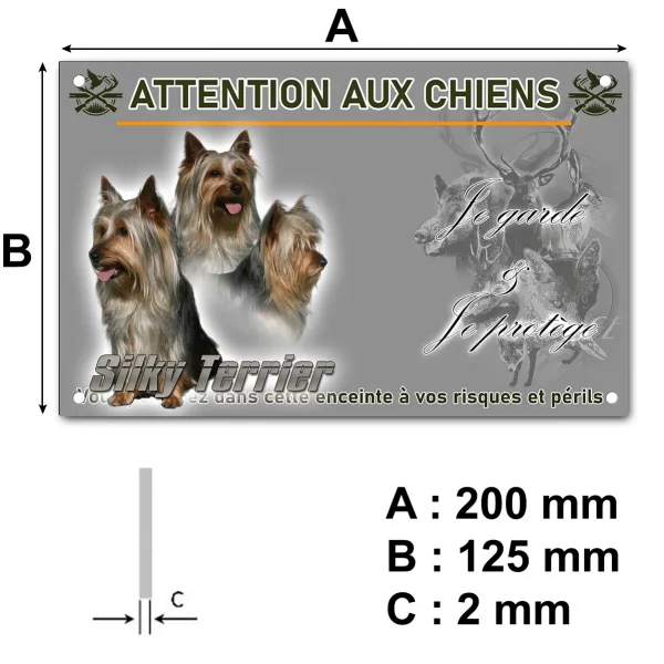 Panneau Trois Silky Terriers avec des sourires joyeux