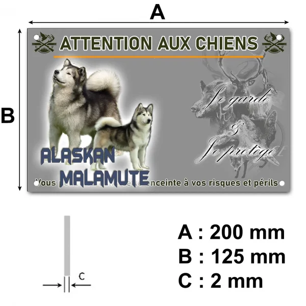 Panneau Deux Alaskan Malamutes sur fond transparent avec texte.