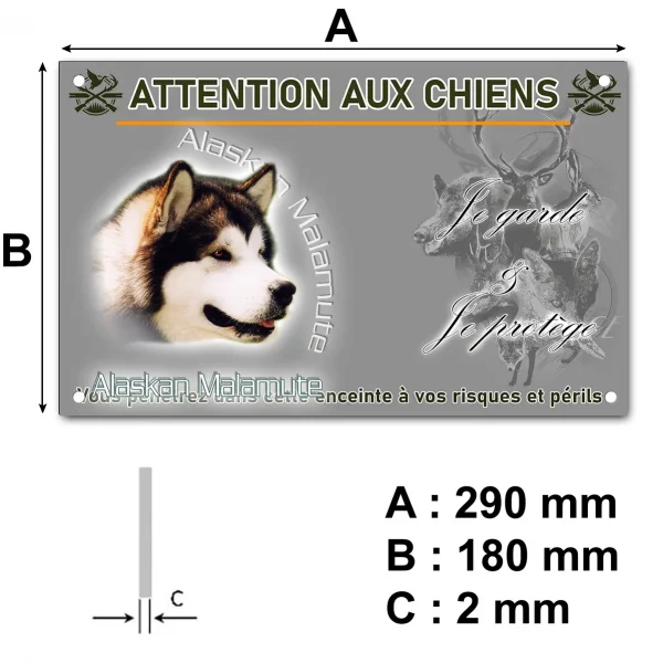 Pancarte Alaskan Malamute avec texte artistique
