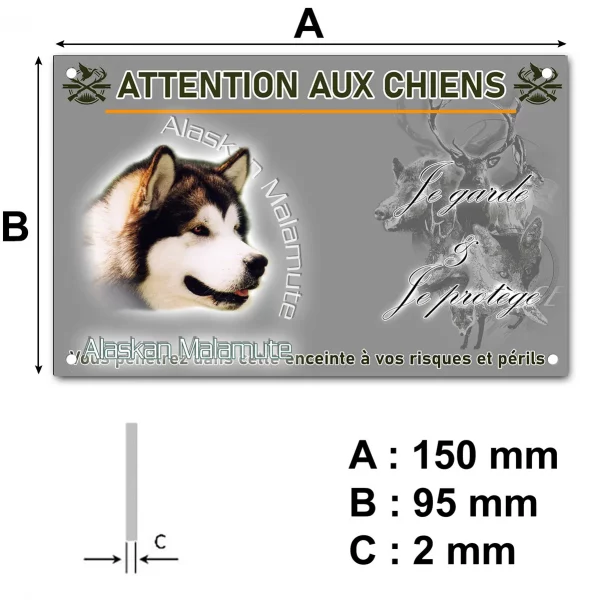 Plaque Alaskan Malamute avec texte artistique