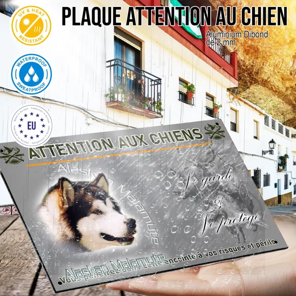 Panneau Alaskan Malamute avec texte artistique