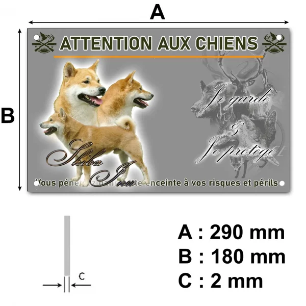 Pancarte Trois Shiba Inu sur un fond flou